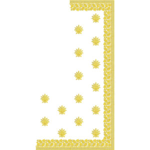 Classic Saree Corner Embroidery Design with Ornate Border and Floral Buti Motifs in Monotone Gold