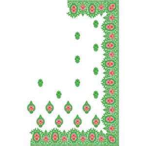 Traditional Saree Corner Embroidery Design with Floral Border and Paisley Buti Arrangement