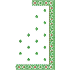 Classic Saree Corner Embroidery Design with Geometric Floral Border and Buti Motif Layout