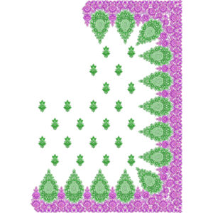 Dual Tone Paisley Saree Embroidery Design with Floral Border and Buti Arrangement