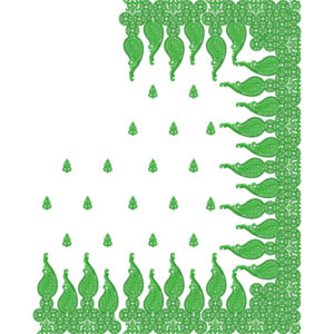 Classic Paisley Drop Saree Embroidery Design with Circular Lace Border and Buti Pattern