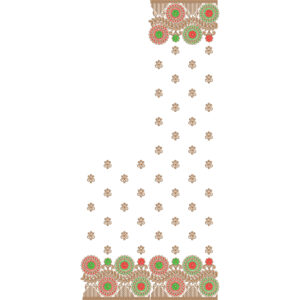 Traditional Floral Buti Saree Embroidery Design with Circular Motif Border and Multicolor Detailing