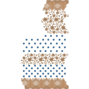 Elegant Floral Vine Saree Embroidery Design with Blue Buti Polka Pattern and Ornate Borders