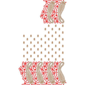 Elegant Paisley Saree Embroidery Design with Red Floral Accents and Buti Layout