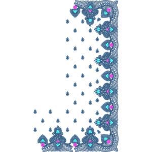 Intricate Blue Paisley Border Saree Embroidery Design with Multicolor Accents and Buti Pattern