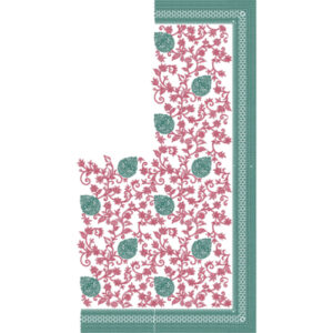 Floral Vine Saree Embroidery Design with Teal Paisley Motifs and Elegant Border