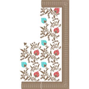 Multicolor Floral Vine Saree Embroidery Design with Geometric Brown Border