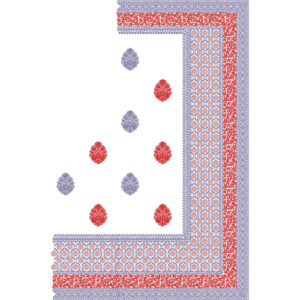 Traditional Multilayer Border Saree Embroidery Design with Red and Blue Buti Motifs