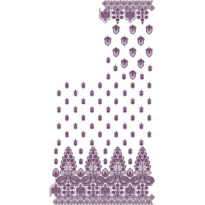 Elegant Monochrome Purple Saree Embroidery Design with Paisley Border and Dense Buti Pattern