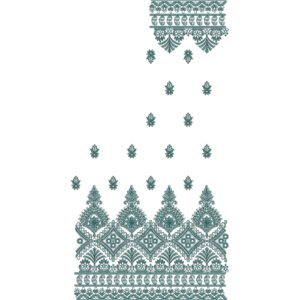 Elegant Teal Floral Saree Embroidery Design with Ornamental Border and Buti Pattern