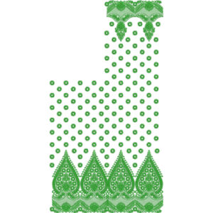 Monochrome Green Paisley Saree Embroidery Design with Dense Floral Buti Pattern