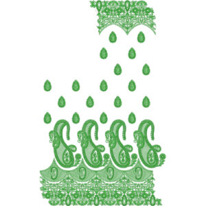 Classic Green Paisley Saree Embroidery Design with Ornamental Border and Buti Layout