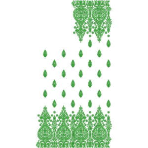 Ornate Green Paisley Saree Embroidery Design with Hanging Floral Panel and Buti Layout