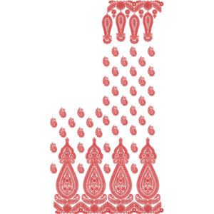 Traditional Red Paisley Saree Embroidery Design with Ornamental Border and Buti Layout