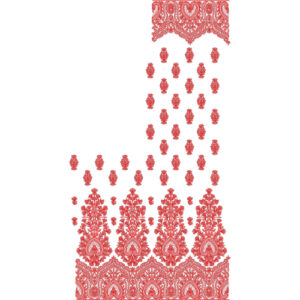 Intricate Red Floral Saree Embroidery Design with Ornamental Border and Dense Buti Pattern