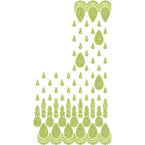 Elegant Lime Green Paisley Saree Embroidery Design with Layered Buti and Border Pattern