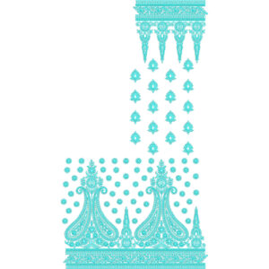 Elegant Aqua Blue Saree Embroidery Design with Ornamental Paisley Border and Buti Pattern