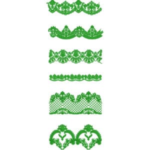 Elegant Green Lace Embroidery Border Collection with Floral Motifs and Ornamental Variations
