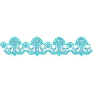 Elegant Turquoise Ornamental Lace Embroidery Border Design with Scalloped Arches