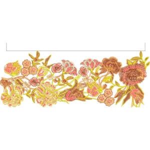 Elegant Multicolor Floral Lace Embroidery Border Design with Fine Detailing