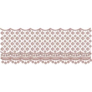 Elegant Monotone Lace Embroidery Border Design with Circular Net Pattern and Layered Scallops