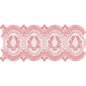 Elegant Pastel Lace Embroidery Border Design with Oval Motifs and Floral Net Detailing