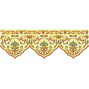 Luxury Baroque Scalloped Lace Embroidery with Ornamental Floral Detailing