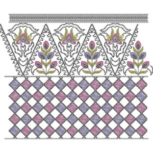 Floral Diamond Lattice Lace Embroidery with Ornamental Border Detailing