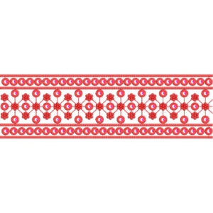 Vibrant Floral Chain Lace Embroidery Border with Circular Loop Detailing