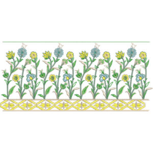 Delicate Wildflower Lace Embroidery Border with Diamond Base Detailing