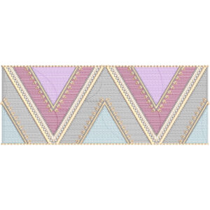 Pastel Chevron Lace Embroidery with Layered Triangle and Textured Stitch Detailing