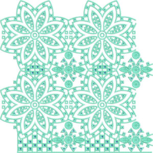 Geometric Floral Medallion Lace Embroidery with Symmetrical Motif Arrangement