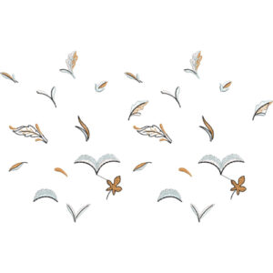 Minimalist Scattered Floral Embroidery with Delicate Leaf and Petal Motifs