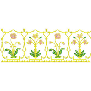 Ornamental Frame Floral Lace Embroidery with Stylized Garden Motifs