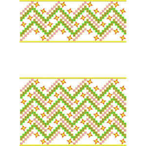 Colorful Zigzag Lattice Lace Embroidery with Geometric Diamond Detailing