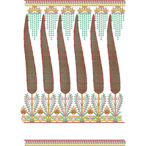 Ornamental Hanging Tassel Lace Embroidery with Beaded Fringe and Floral Base