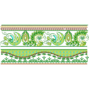 Ornamental Paisley Lace Embroidery with Layered Borders and Geometric Detailing