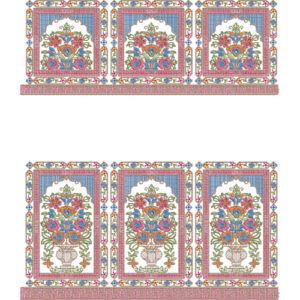 Ornamental Floral Panel Lace Embroidery with Framed Bouquet Motifs