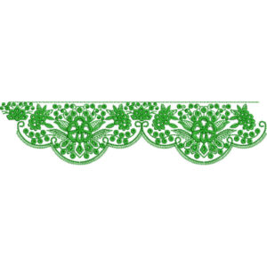 Intricate Green Floral Lace Embroidery with Beaded Scalloped Border