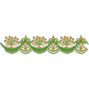 Decorative Floral Basket Lace Embroidery with Layered Scalloped Fringe