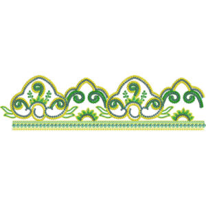 Elegant Scroll Lace Embroidery with Beaded Detailing and Floral Accents