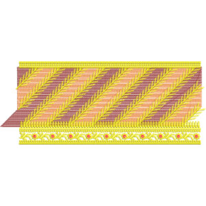 Diagonal Leaf Lace Embroidery with Textured Fill and Ornamental Border