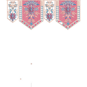 Ornamental Panel Lace Embroidery with Geometric Base and Floral Star Motifs