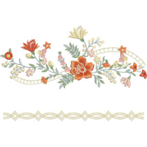 Elegant Floral Vine Lace Embroidery with Looping Ribbon Detail