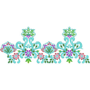Elegant Scroll Floral Lace Embroidery with Symmetrical Ornamental Motifs