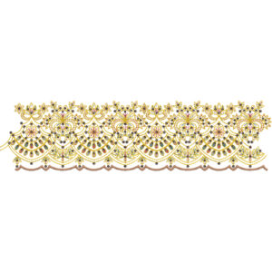 Luxury Ornamental Lace Embroidery with Beaded Swag and Scalloped Border