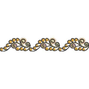 Decorative Scroll Lace Embroidery Border Design with Beaded Detailing and Elegant Curves