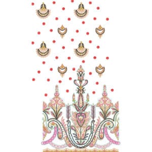 Ornamental Floral Lace Embroidery Design with Decorative Butta Elements and Elegant Base Composition