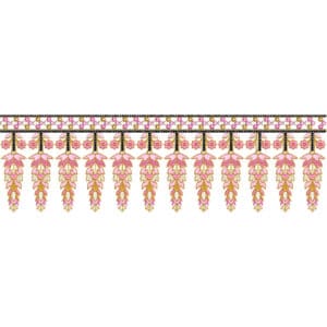 Elegant Hanging Floral Lace Embroidery Border Design with Layered Leaf Motifs