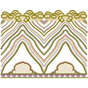 Ornate Chevron Lace Embroidery Design with Layered Curves and Decorative Arch Border
